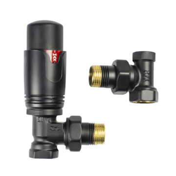 Комплект термостатичний кутовий матовий чорний Warm Well